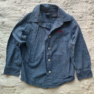 Kids Wrangler denim chambray button down shirt size 4T